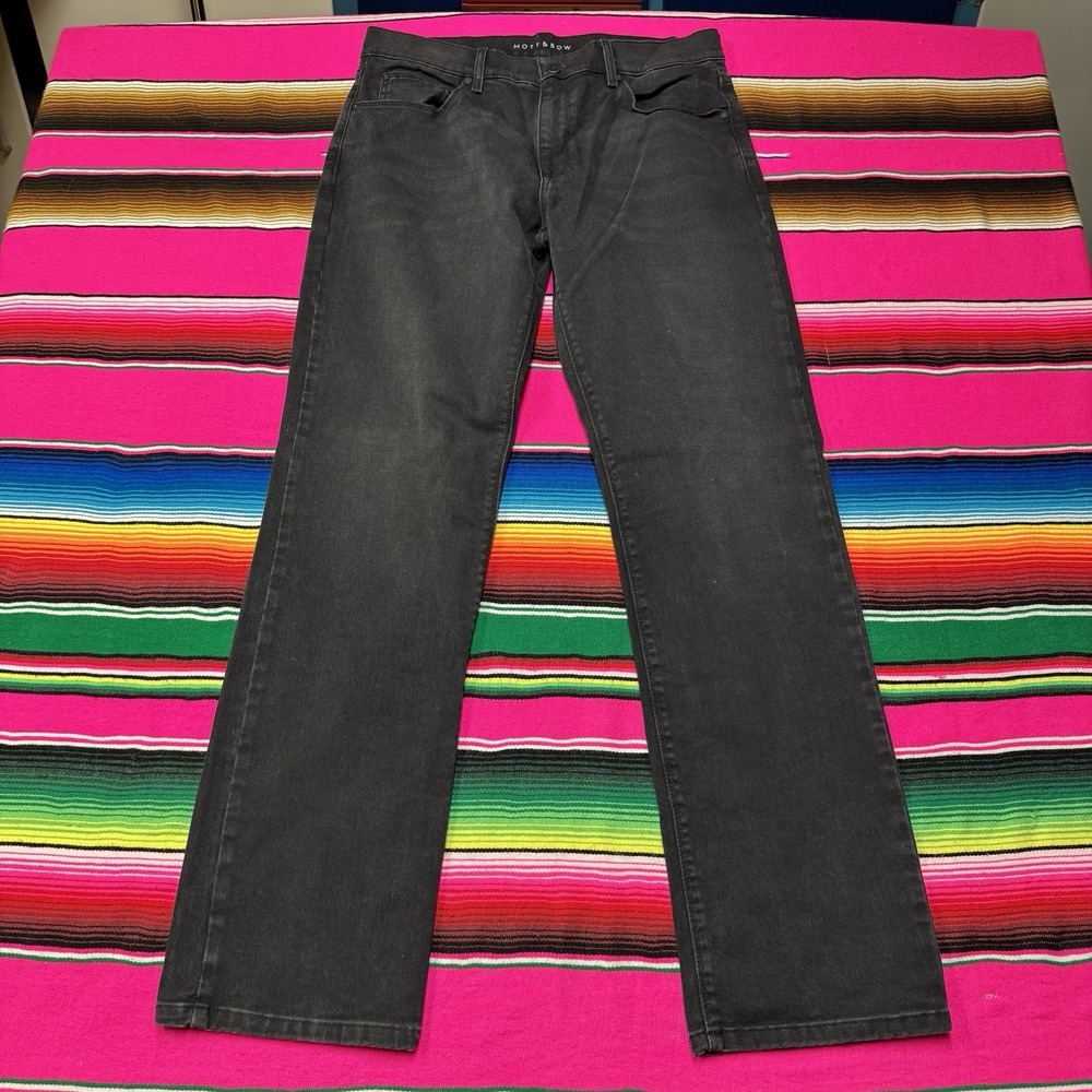 Mott & Bow Jeans Men 34x32‎ Black Straight Leg Relaxed Denim Stretch Casual